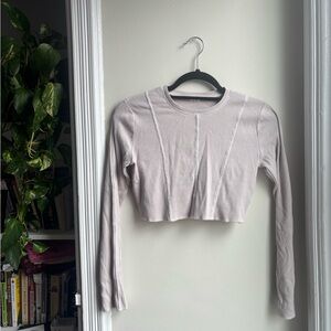Garage Tan Cream Fitted Crop Top Long Sleeve